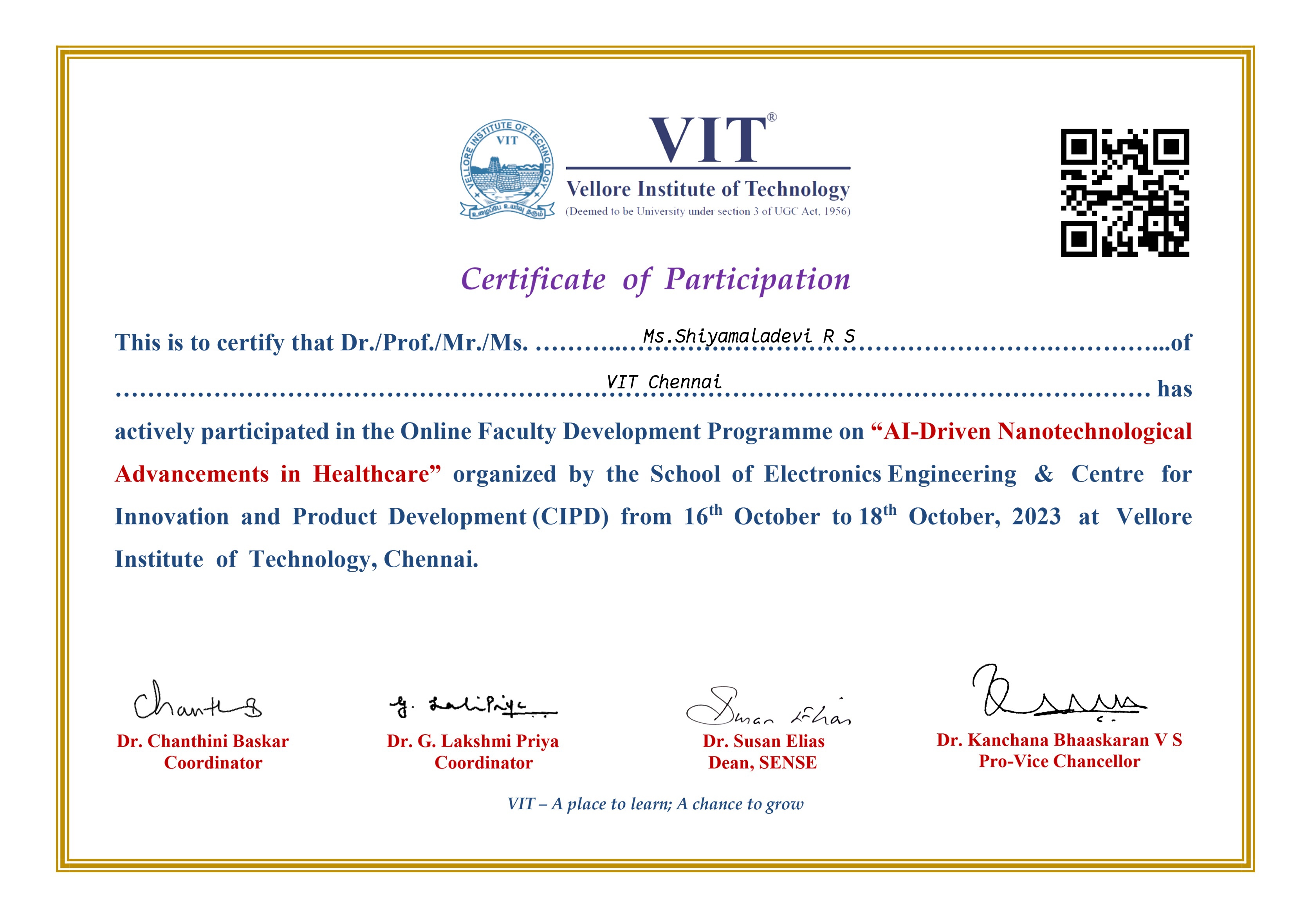VIT Nanotechnological Healthcare